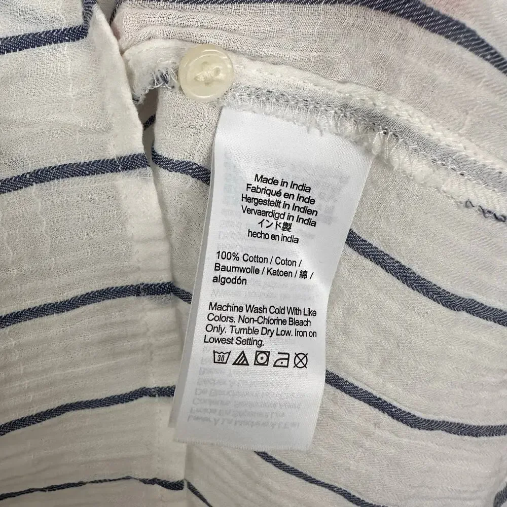 J.CREW Puff Sleeve Top Sheer Gauze Nautical Stripe Small NWT Coastal Prep Vacay